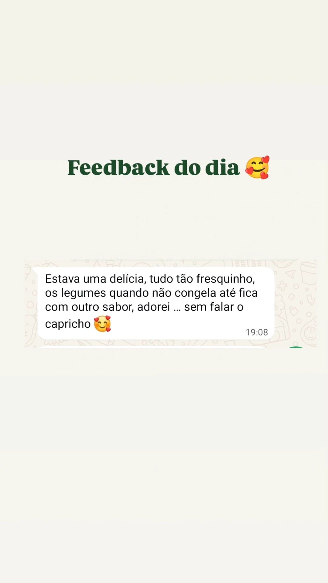 Feedback da cliente Le: a refeição de vocês tem me auxiliado muito